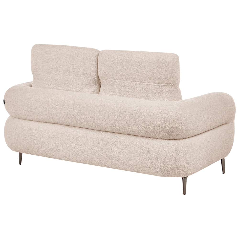 Divano a 2 posti in tessuto bouclè beige con poggiatesta regolabili Stile minimalista