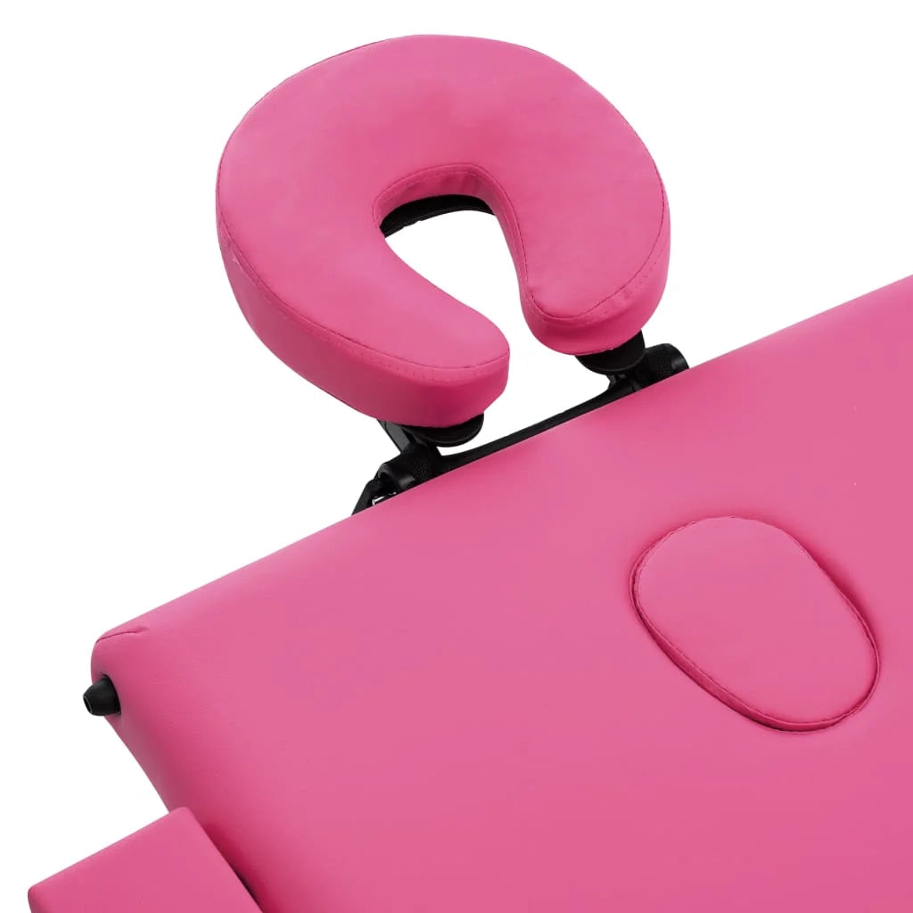 Lettino da massaggio pieghevole a 3 sezioni acciaio inox rosa 02_0001827