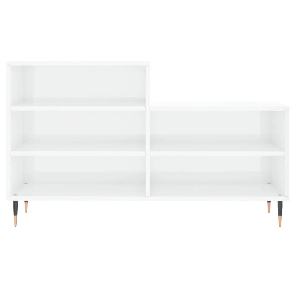 Scarpiera Bianco Lucido 102x36x60 cm in Legno Multistrato