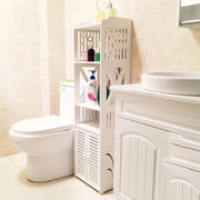 Trade Shop - Armadietto In Legno Bianco Lucido Mdf Con Due Ante 3 Mensole Ripini 120x32x27cm -
