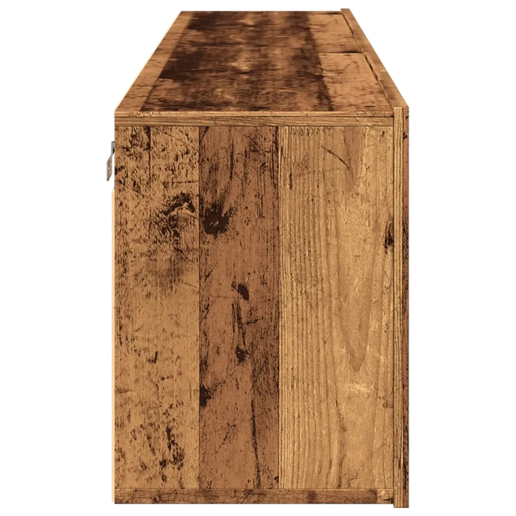 Set di 2 eleganti mobili porta TV a parete con ampio spazio contenitivo 80 x 30 x 41 cm realizzati in legno composito con finitura effetto legno anticato 02_0051167