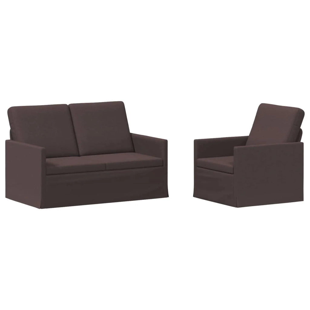 Set di divani 2 pcs Marrone Scuro Tessuto 3433138