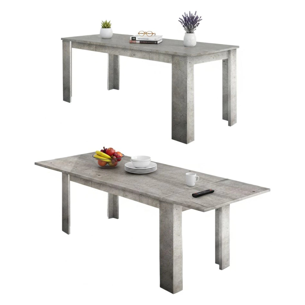Tavolo per sala da pranzo Arizon, Made in Italy, Tavolo moderno con allunghe, Consolle allungabile, cm 140/190x90h75, Cemento