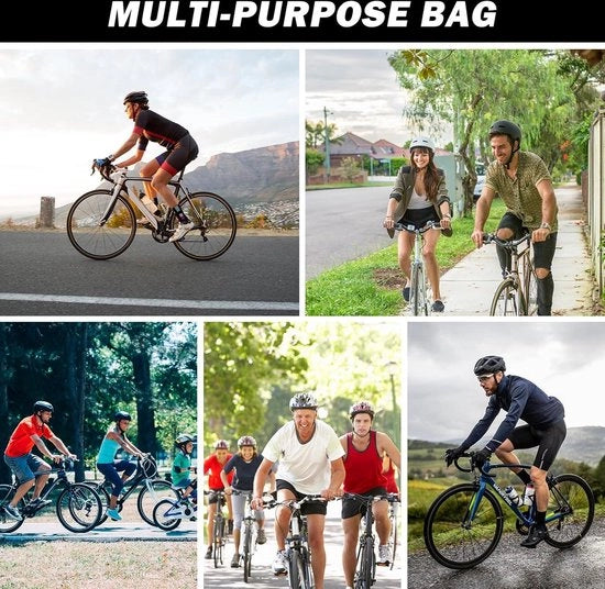 Tas multifunzionale per bicicletta da corsa con cinturino e tasca impermeabile per MTB.