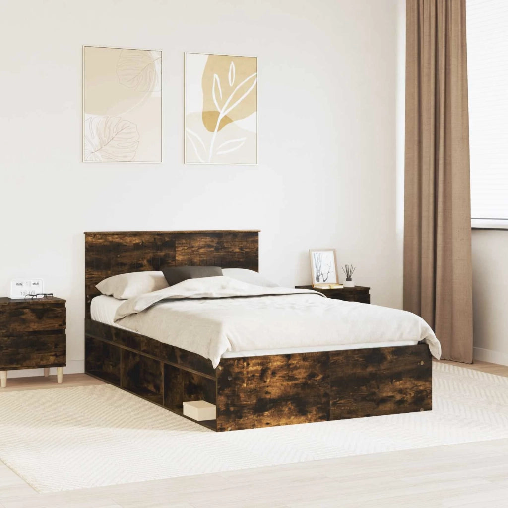 Struttura del letto Rovere fumé 120 x 200 cm Pino massello