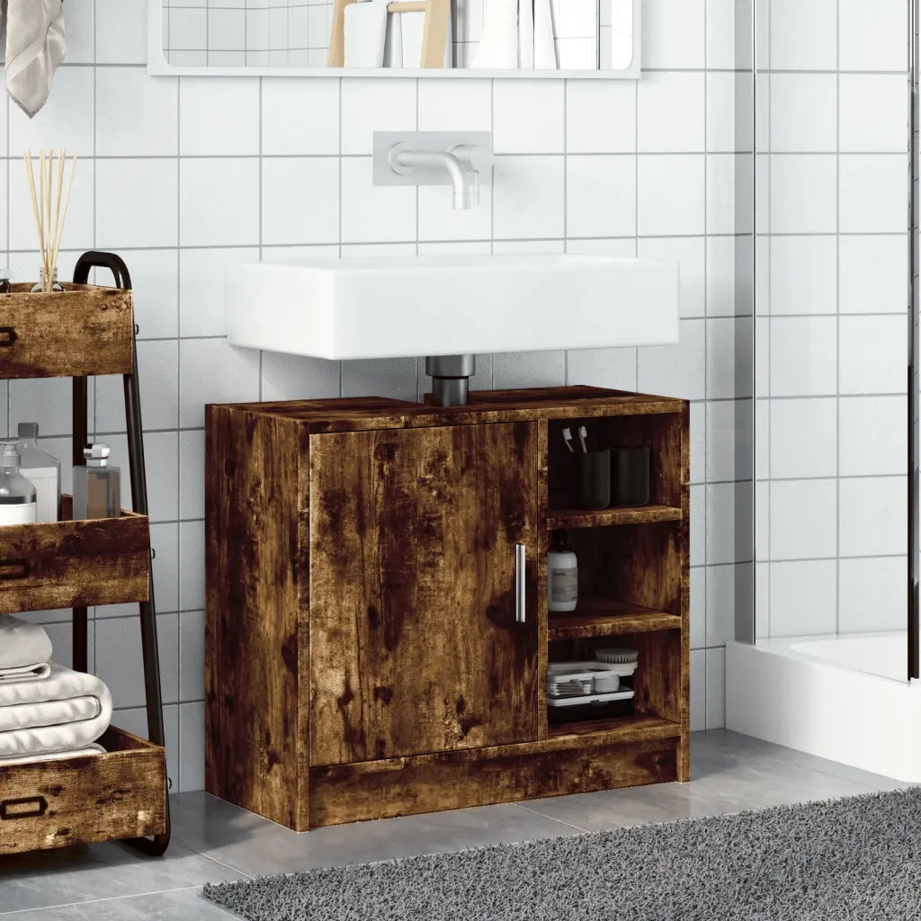 Mobile Lavabo | Armadio Lavabo Rovere Fumo 63x29x55 cm in Legno Multistrato