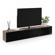 IDMarket - Mobile TV a parete 180 cm ELIO a 2 ante in legno e nero