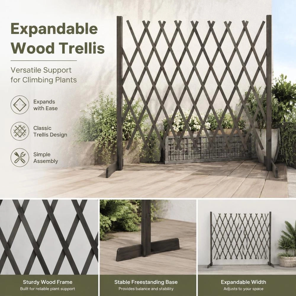 Garden Trellis Fence, Grey, 180x100 Cm, Solid Fir Wood