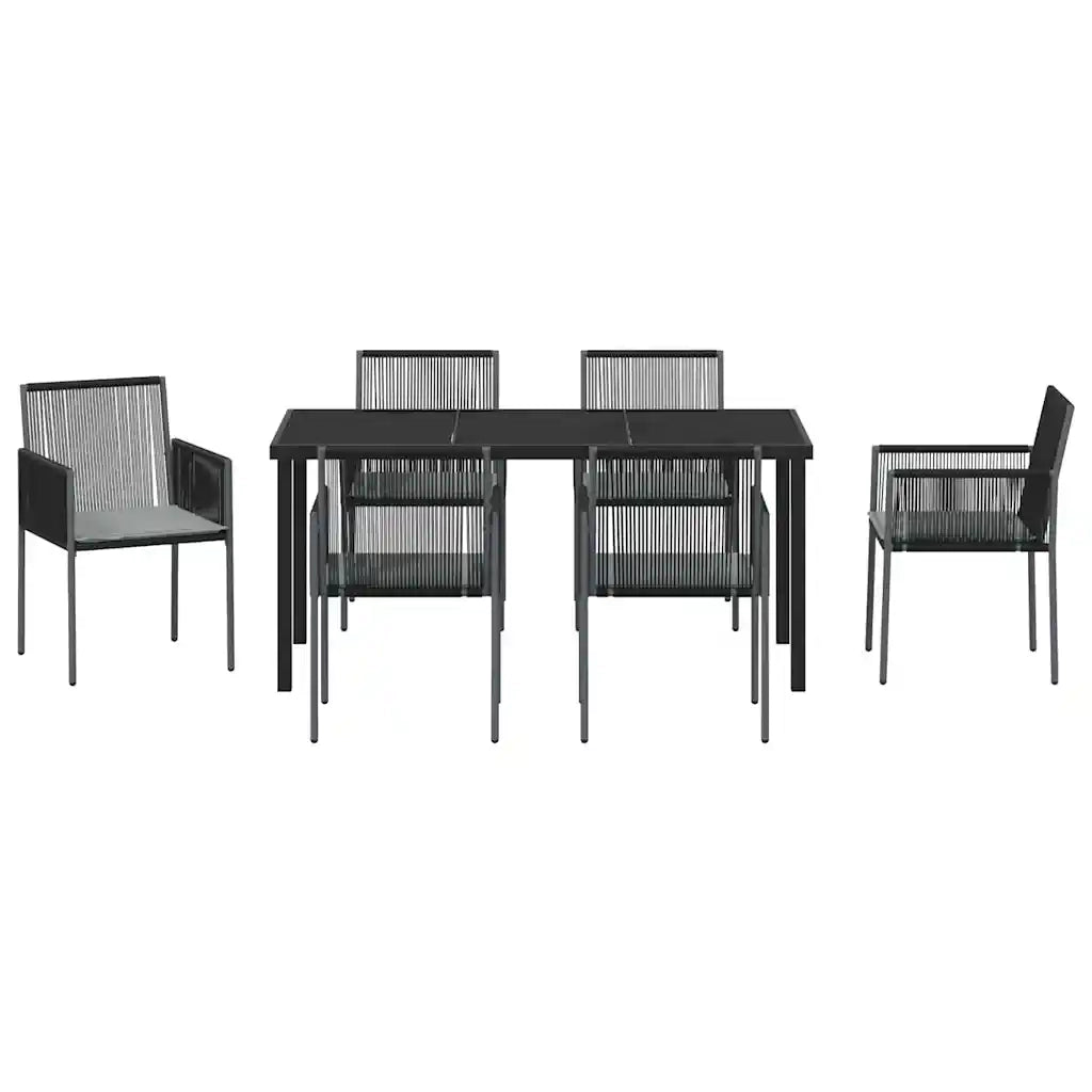 Set da Pranzo per Giardino 7 pcs Nero Rattan in PE 3379111