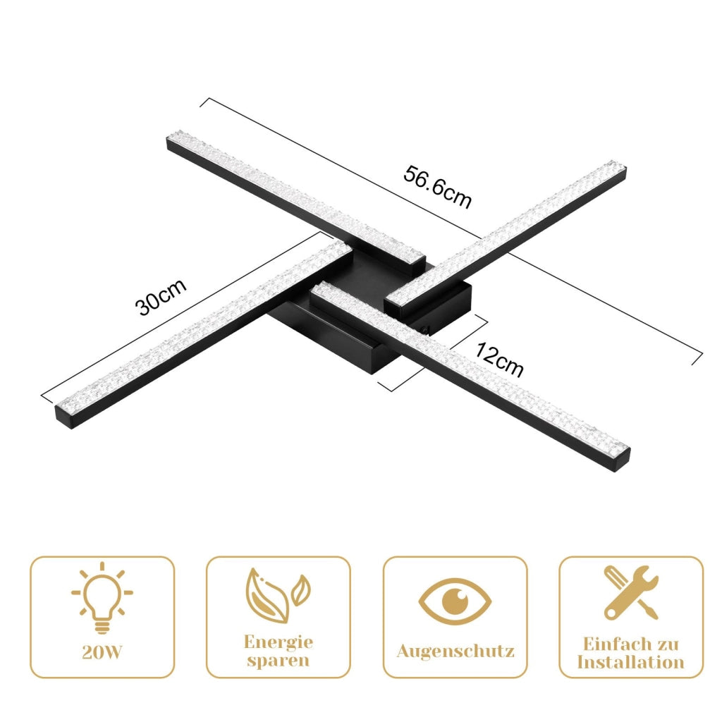 ZMH Lampada da soffitto LED 4 fiamme 20W luce bianca calda per camera letto soggiorno corridoio