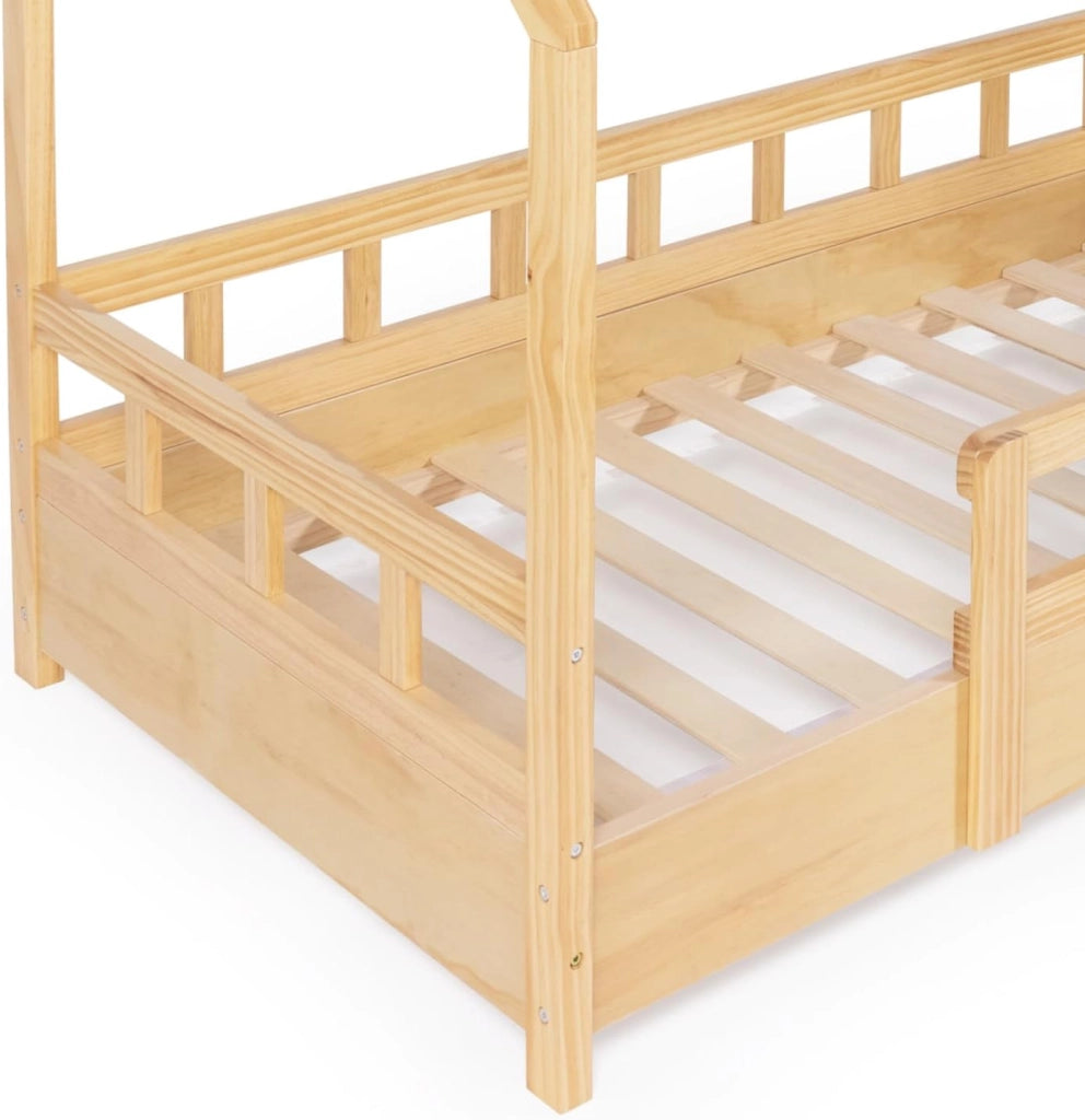 Letto a capanna per bambini 80 x 160 CM in legno con base e sponde NEREE