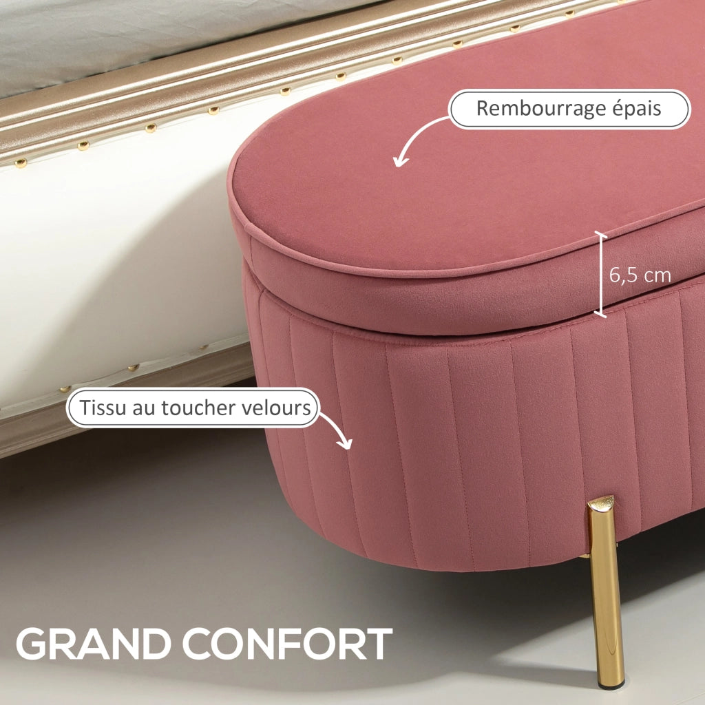 Pouf contenitore imbottito in velluto ¨C zephmum ¨C rosa 108x44x43,5cm