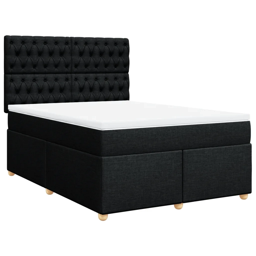 Giroletto a Molle con Materasso Nero 140x190 cm in Tessuto