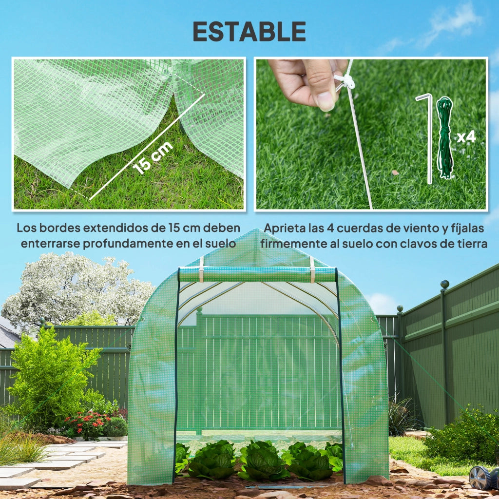 Serra Tunnel 3x2x2 m ¨C zephmum ¨C 6 Finestre a Reticolo e Porta per Giardino Verde