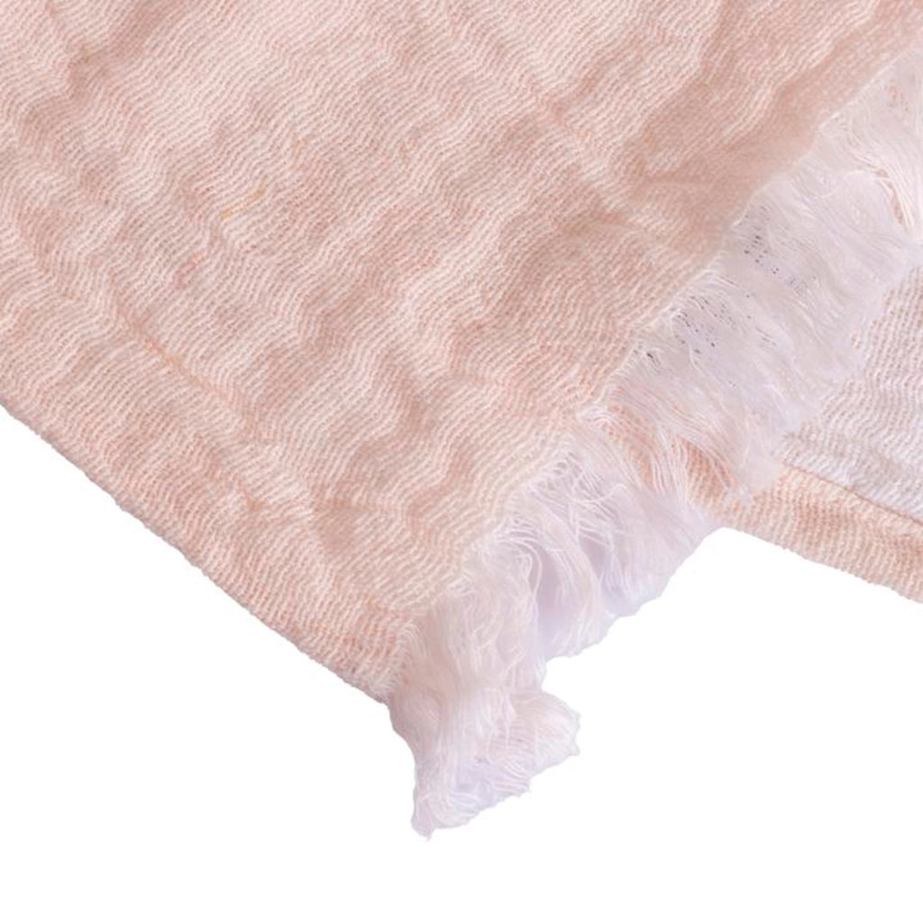 100% cotone rosa pallido plaid con frange 130x170cm BITALD