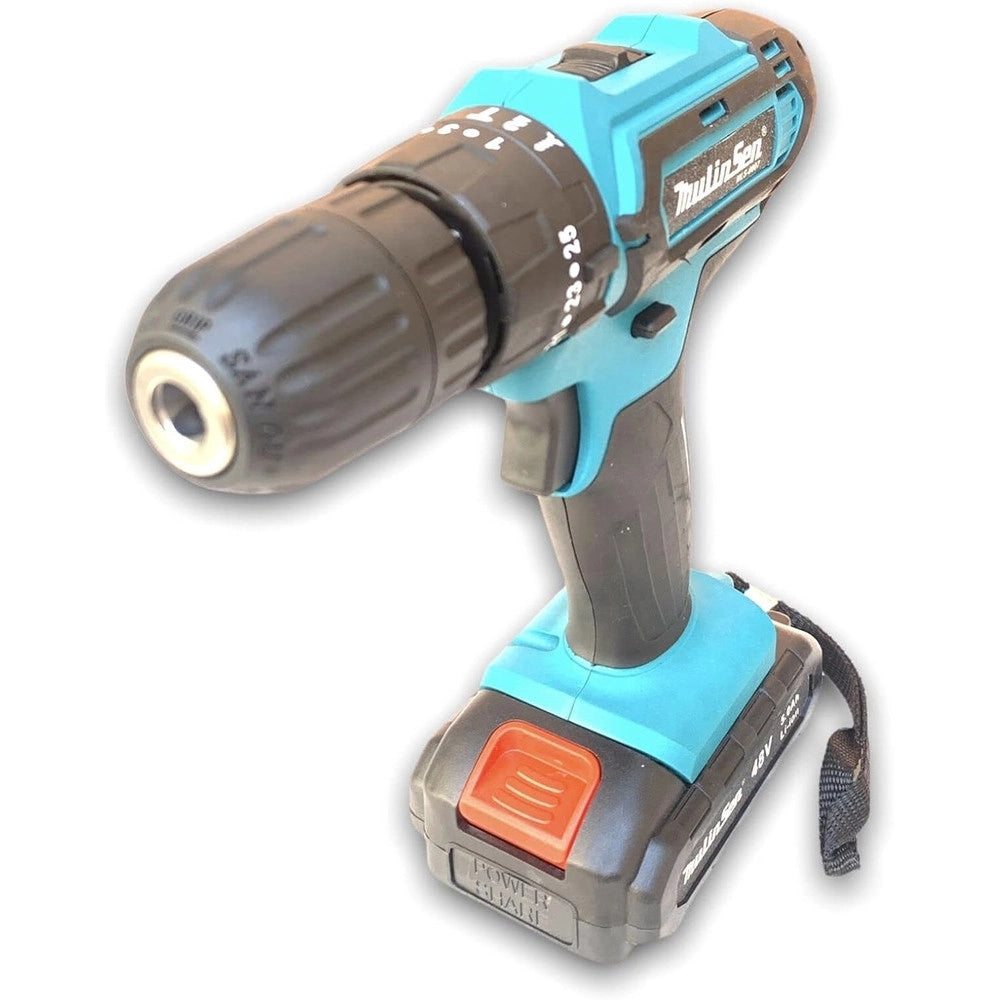 Trade Shop - Trapano Avvitatore A Batteria A Percussione Da 48v Mandrino Autoserrante Luce Led -