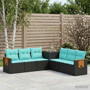Set di divani 7 pz Nero e Blu Rattan sintetico e Acciaio 3448870