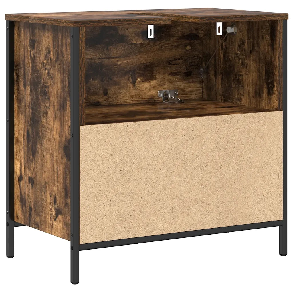 vidaXL Mobile Lavabo da Bagno con Cassetti Rovere Fumo 60x34,5x60 cm
