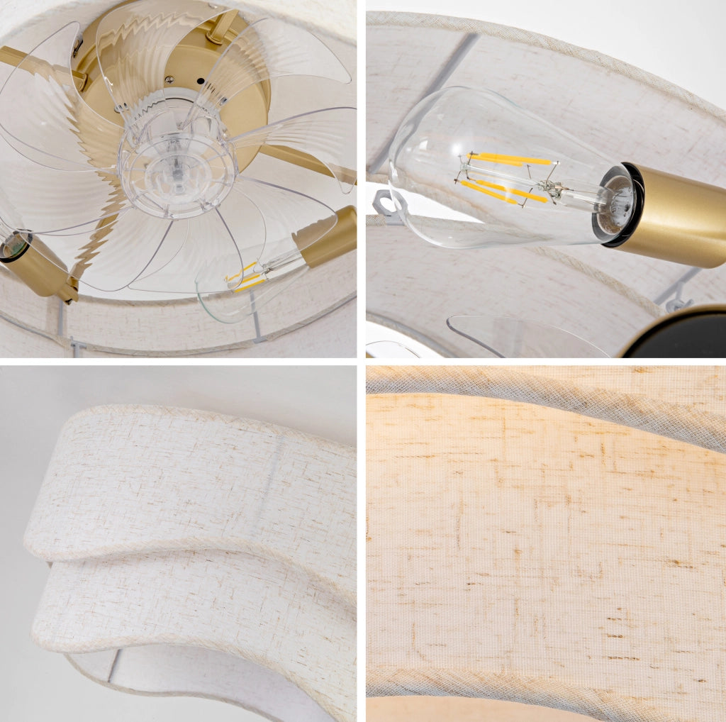 Ventilatore da soffitto ULEVR con luce, 6 velocit¨¤, app Bluetooth e telecomando, oro e bianco