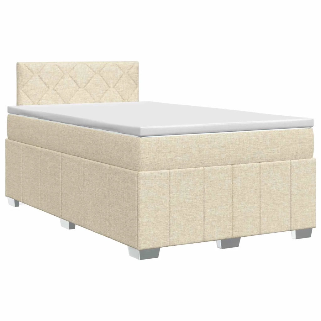 Letto box spring con materasso Crema 120 x 200 cm Tessuto 3451197
