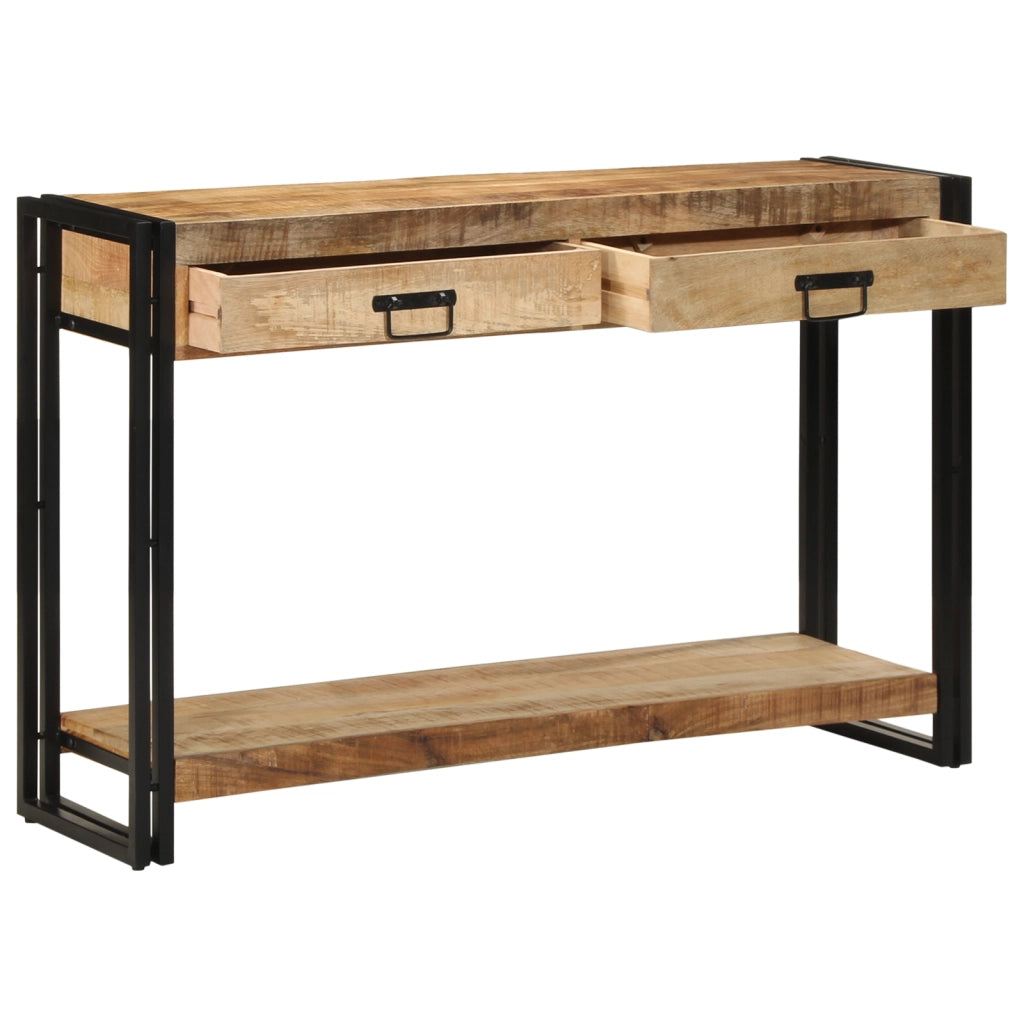 Tavolo Consolle  120x33x75 cm in Legno Massello Grezzo di Mango