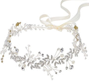 Capelli di cristallo per la sposa, anello di fidanzamento in argento per la sposa, cintura di capelli con perle, accessori per capelli con strass per donne