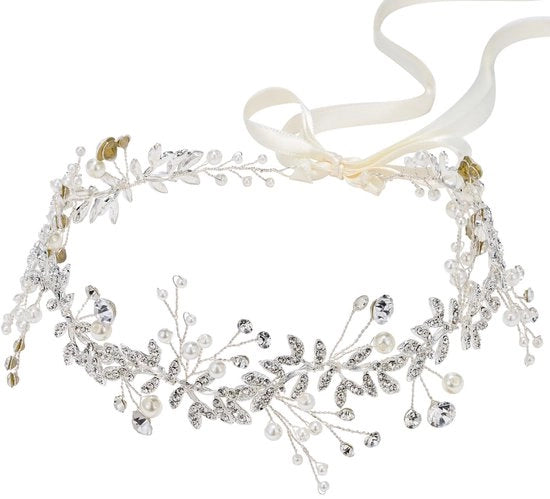 Capelli di cristallo per la sposa, anello di fidanzamento in argento per la sposa, cintura di capelli con perle, accessori per capelli con strass per donne