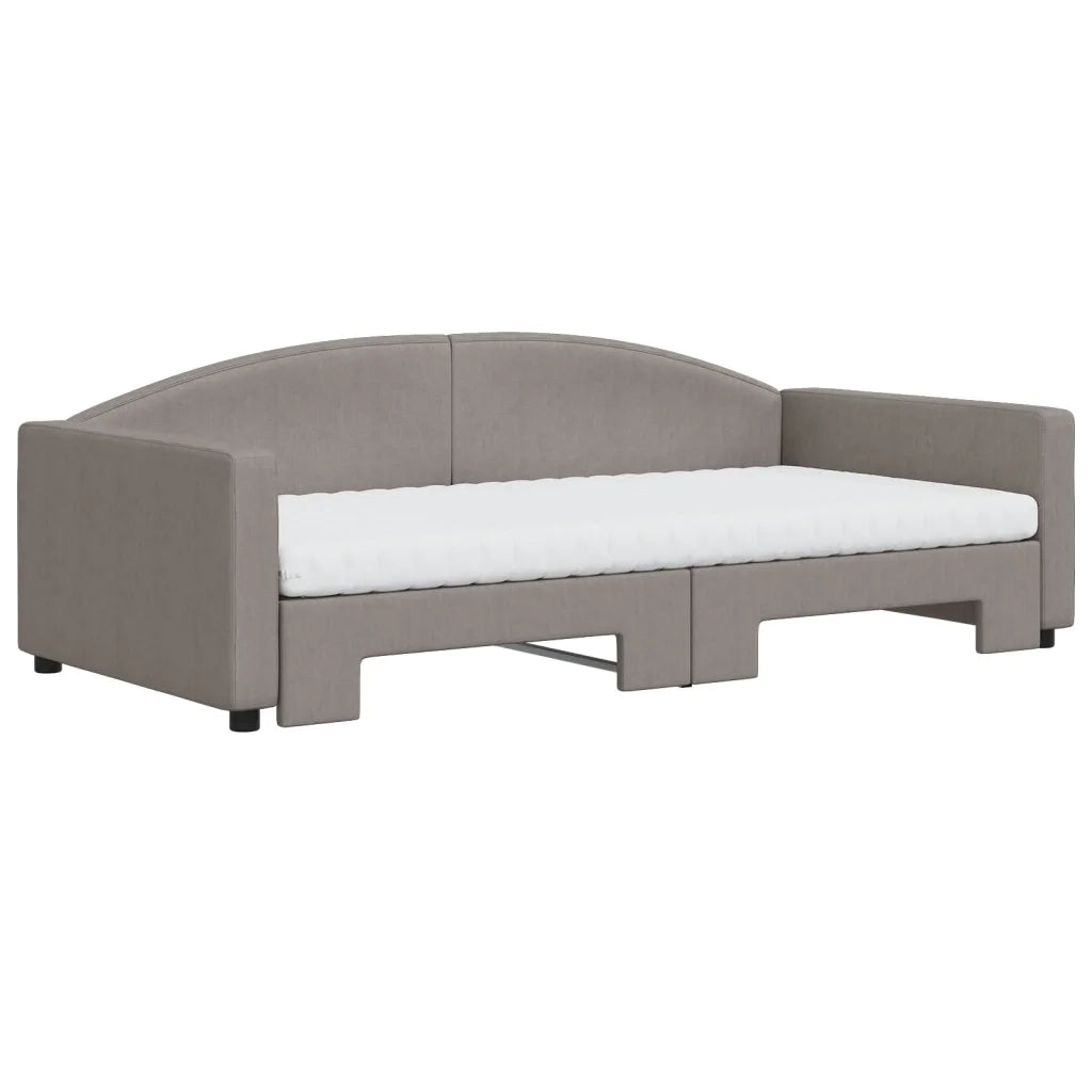 Divano Letto Estraibile con Materassi Tortora 100x200cm Tessuto 3197214