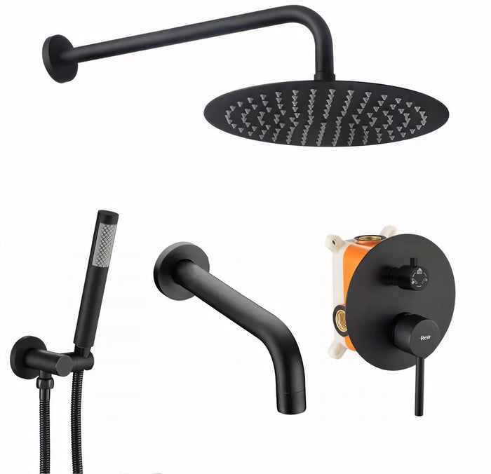 Set Da Vasca-doccia Da Incasso Rea Lungo Black + Box