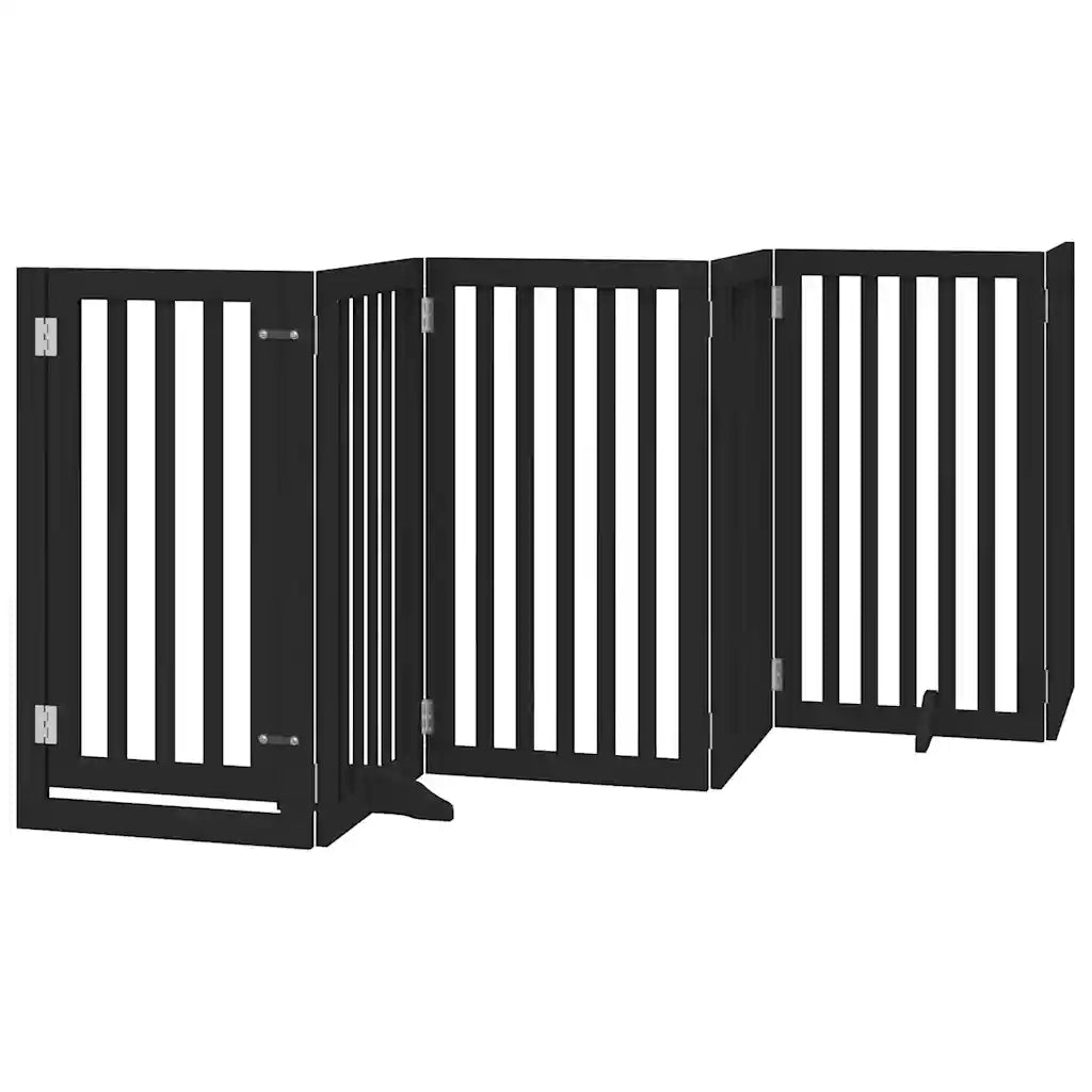 Cancello per Cani Porta Pieghevole Nero 9 Pannelli 450cm Pioppo CFW9622398