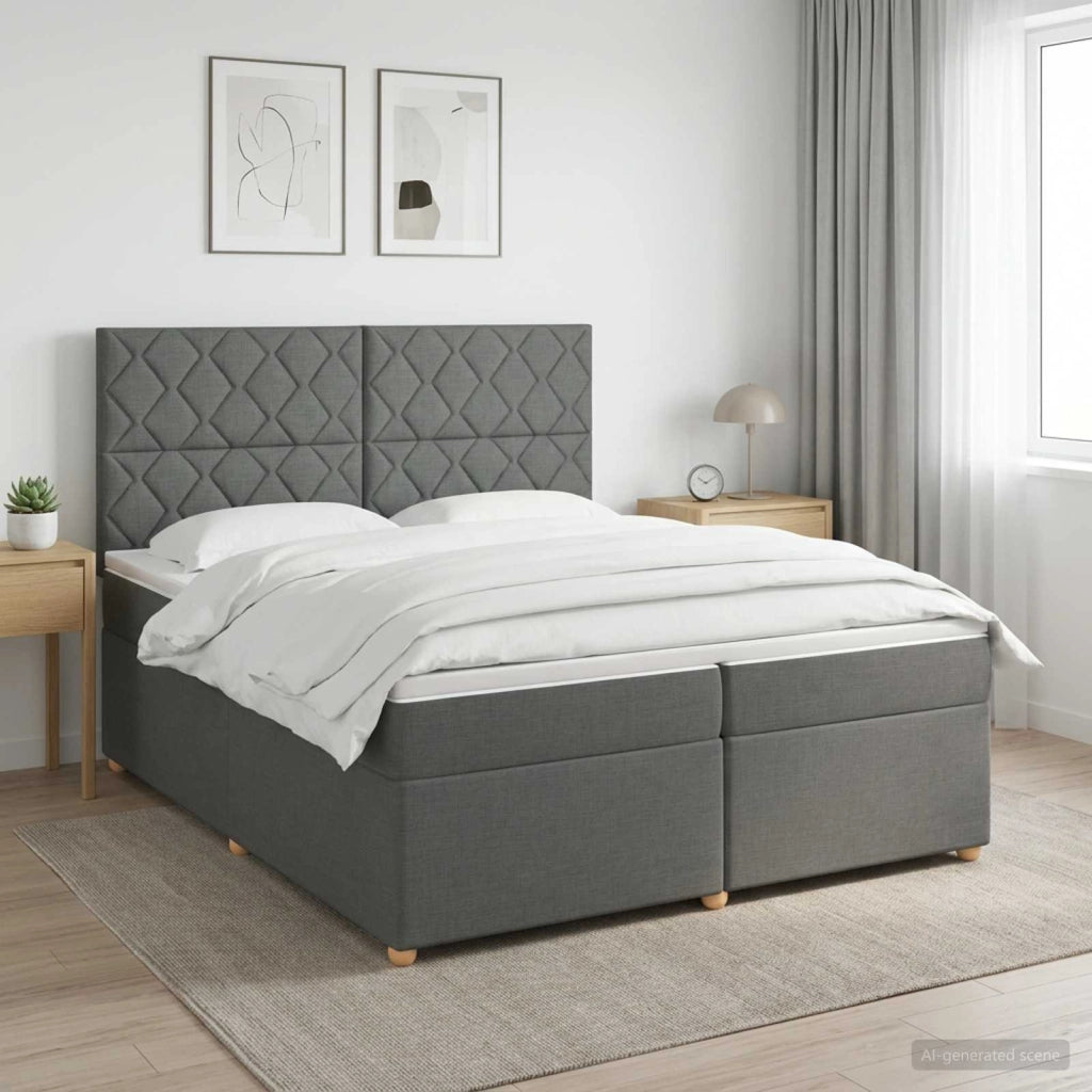 Letto box spring con materasso Grigio Scuro 200 x 200 cm 3453971