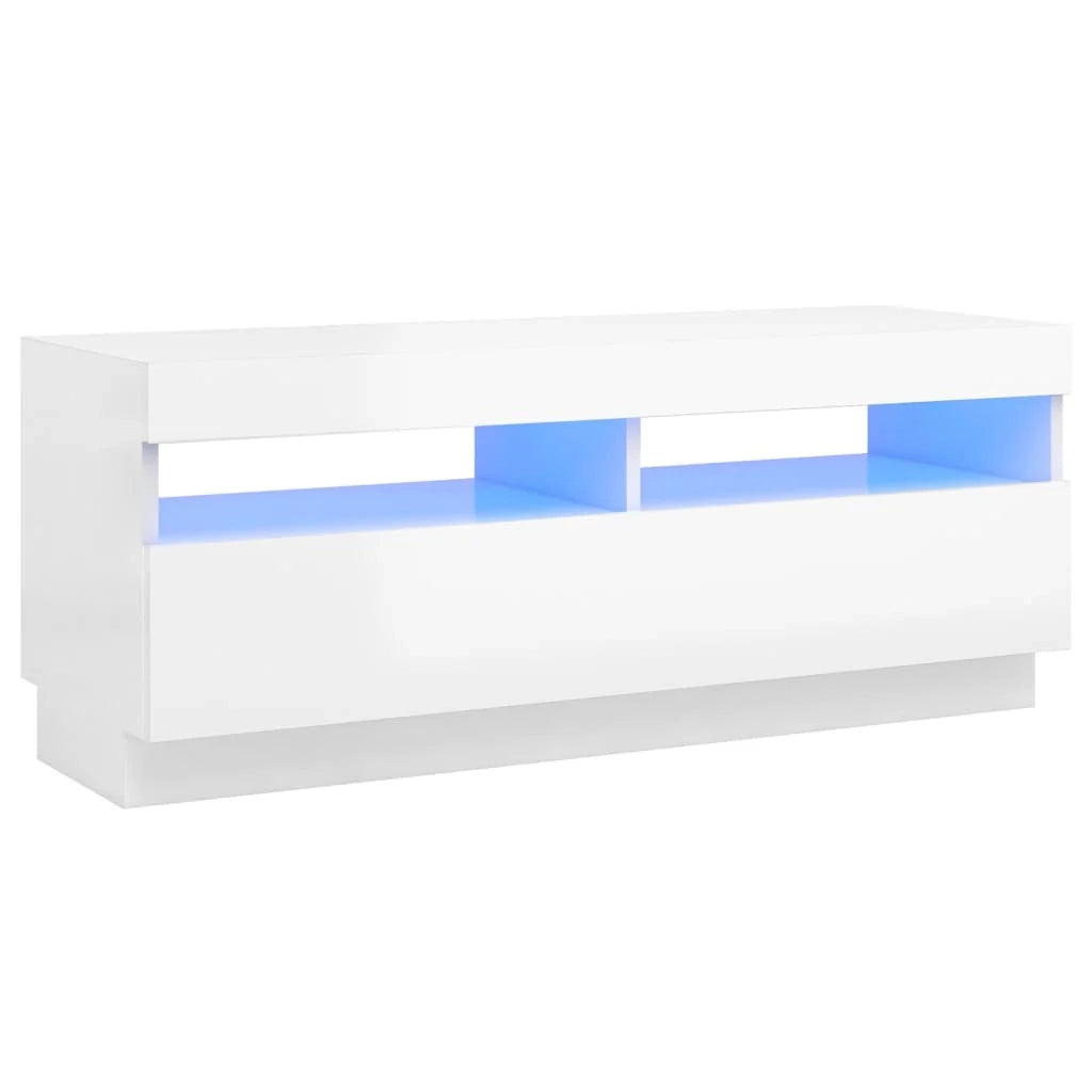 Mobile TV multimediale mensola TV credenza mobile TV per sala da pranzo soggiorno camera da letto con luci LED finitura lucida 100 x 35 x 40 cm bianco 02_0026630