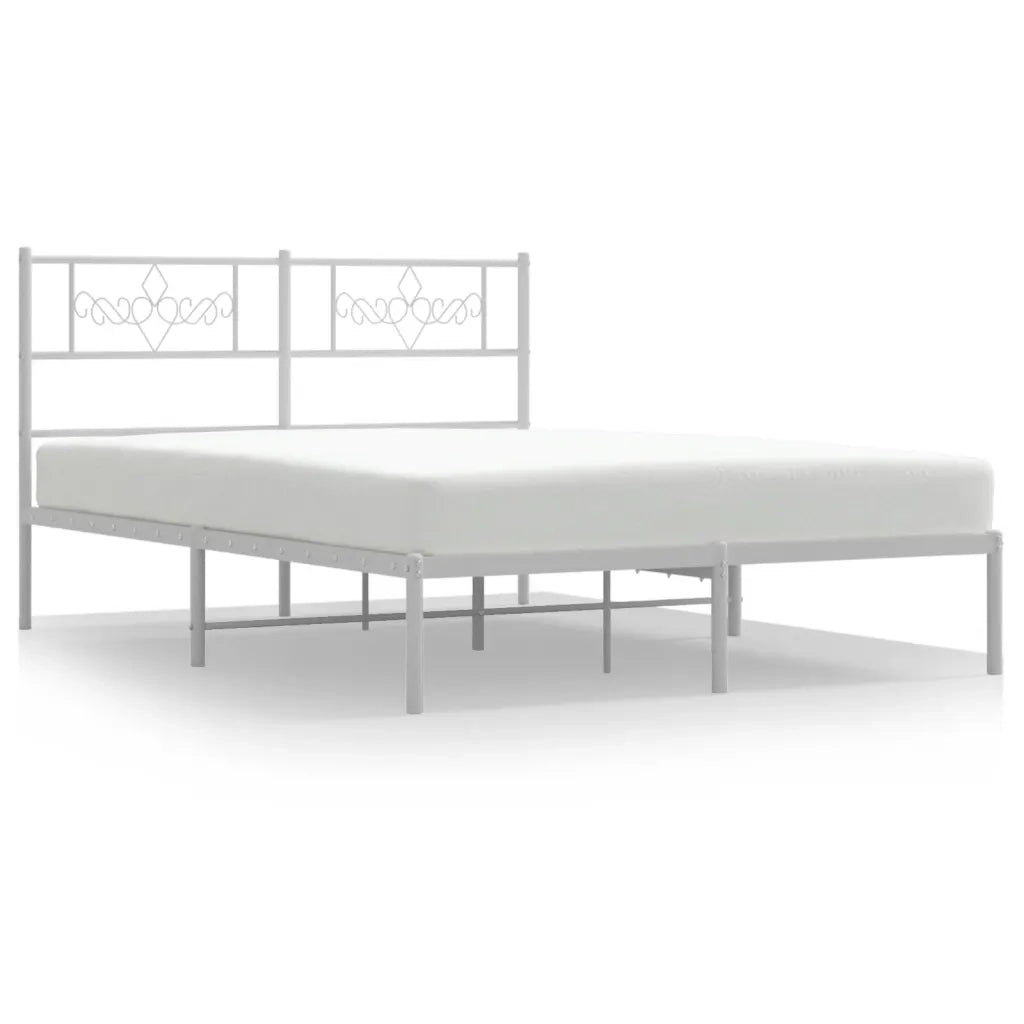 Giroletto con Testiera-Struttura Letto con testiera Metallo Bianco 120x190 cm 482554