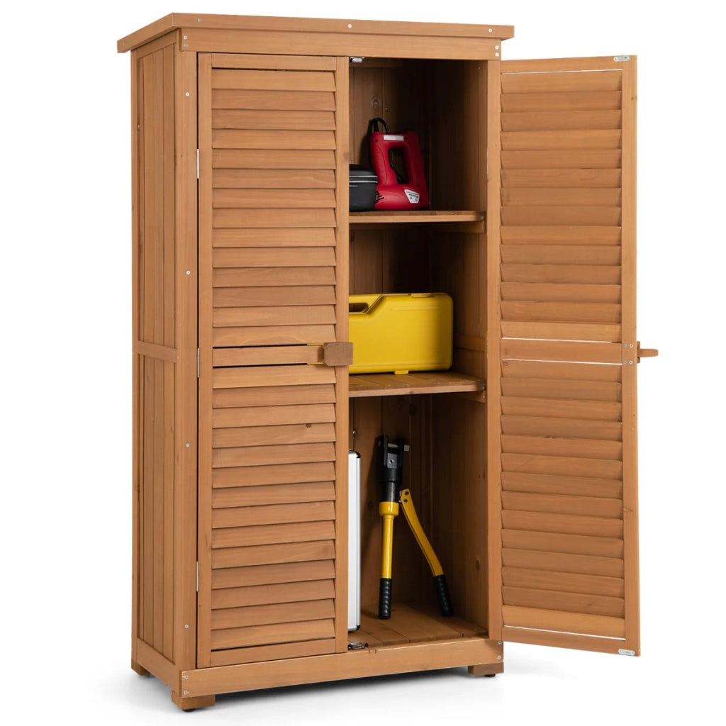 Casetta da giardino in legno 87 x 42 x 160 cm ampio spazio di stoccaggio tetto in asfalto design moderno in legno naturale 20_0018993