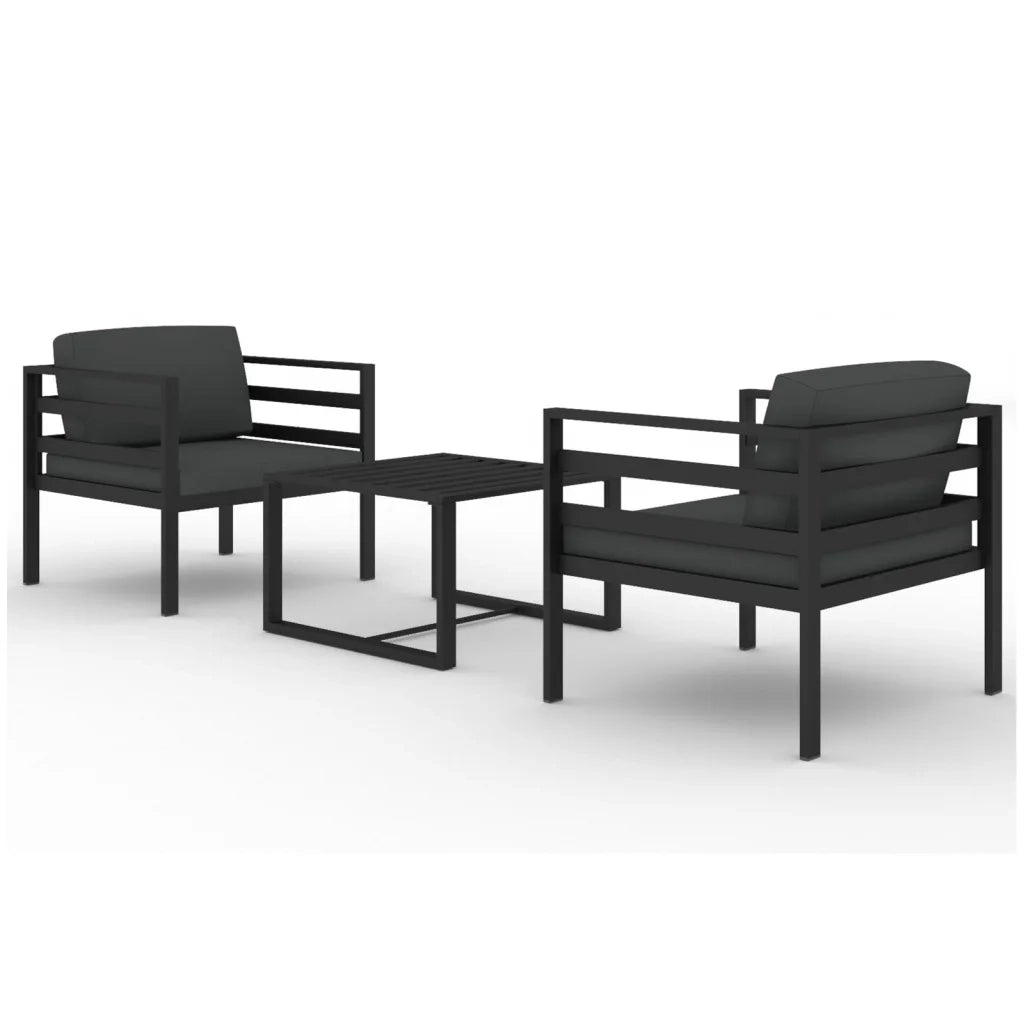 Set Divani da Giardino 3 pz con Cuscini in Alluminio Antracite 3107780