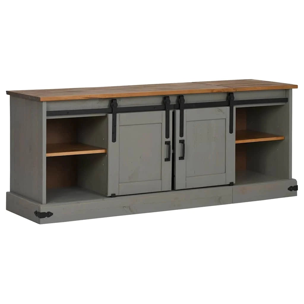 Mobile TV HALDEN 150 x 40 x 60 cm con ante scorrevoli e moderno contenitore in pino grigio 02_0057825
