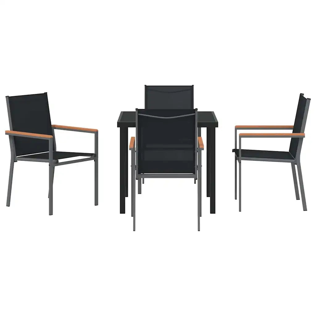 Set da Pranzo per Giardino 5 pcs Nero