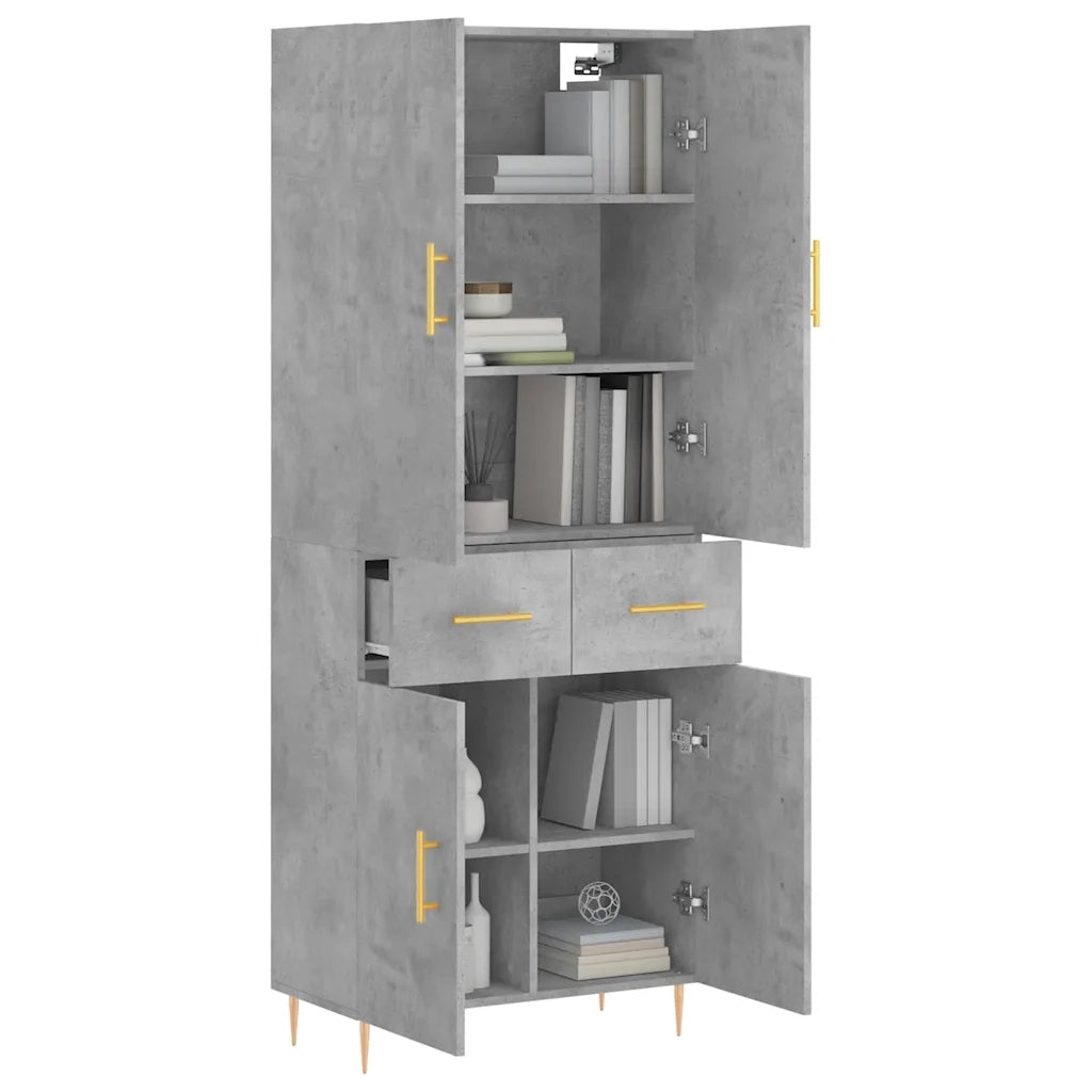 Credenza-Buffet-Armadio da cucina Grigio Cemento 69,5x34x180 cm in Legno Multistrato 444867