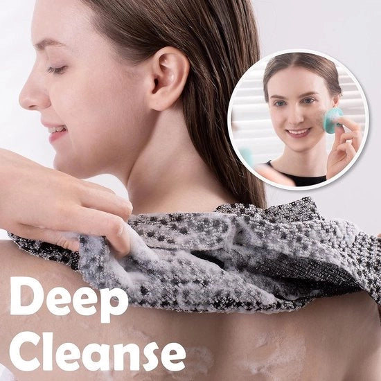 Set di esfolianti per corpo e viso con testura 3D, set di 2 pezzi con spazzola per viso extra, contenente ossidiana e punti di uva.