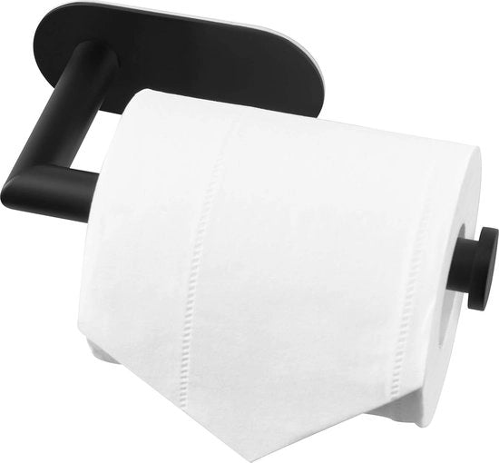 Supporto per carta igienica in acciaio inox nero - Senza forare - Per wc o bagno
