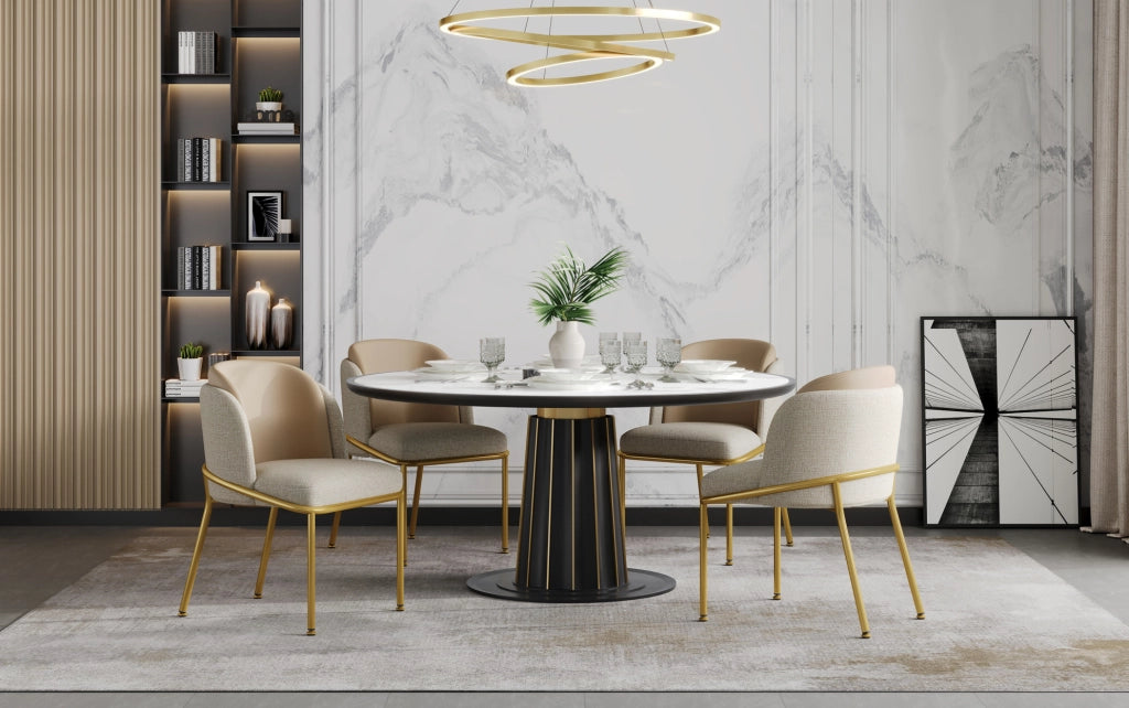 Set di 4 sedie da pranzo beige e kaki con schienale ergonomico e piedini regolabili stabili