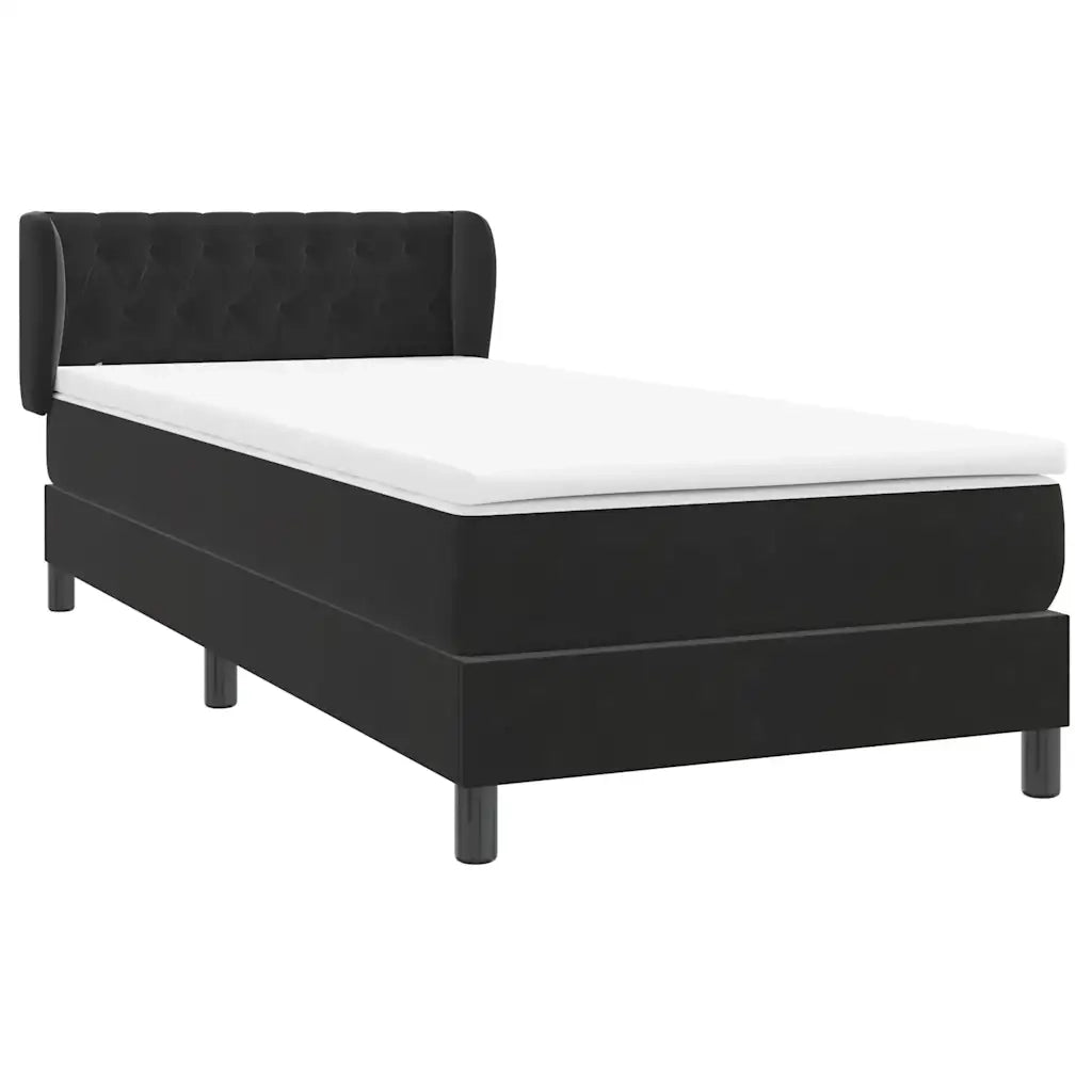 Giroletto a Molle con Materasso Nero 80x220 cm Velluto 3317801