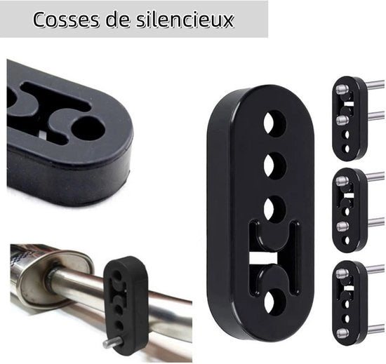 Sostegno di scarico 2 x 4 fori - Orecchio in gomma - Blocco fermo - Adatto per la maggior parte delle auto - Resistente alle sollecitazioni - Duraturo - Beccuccia di scarico