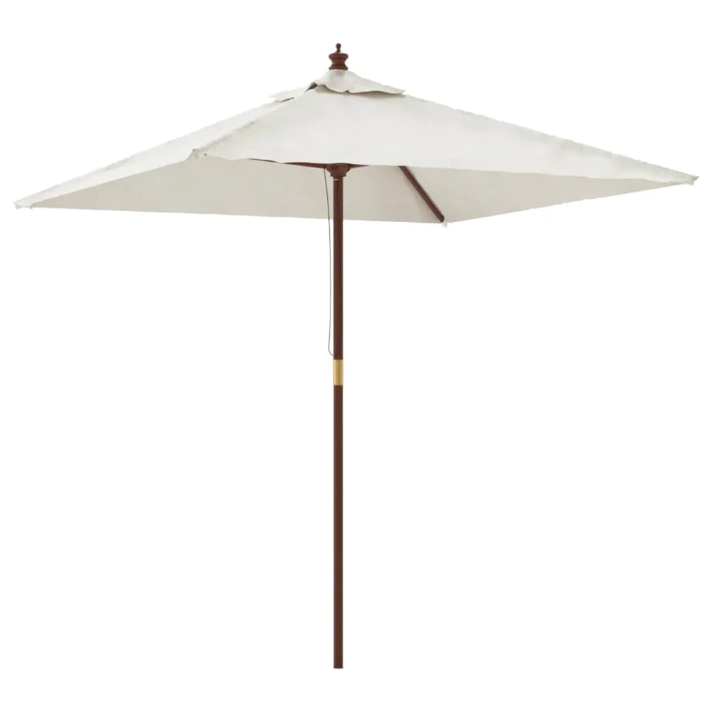 Ombrellone da giardino con palo in legno 198 x 198 x 231 cm colore sabbia 02_0008353