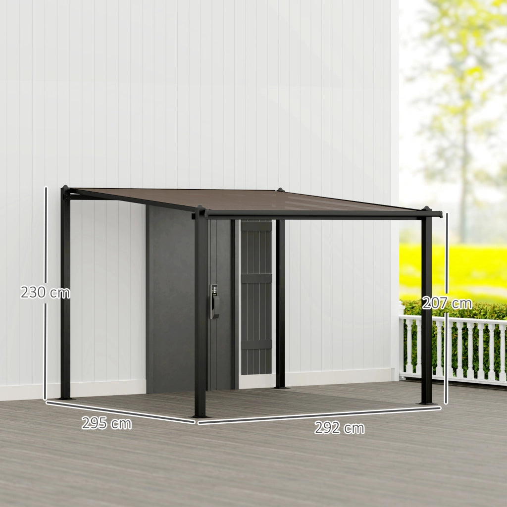 Pergola da giardino in alluminio 3x3m con tetto in policarbonato ¨C zephmum ¨C grigio