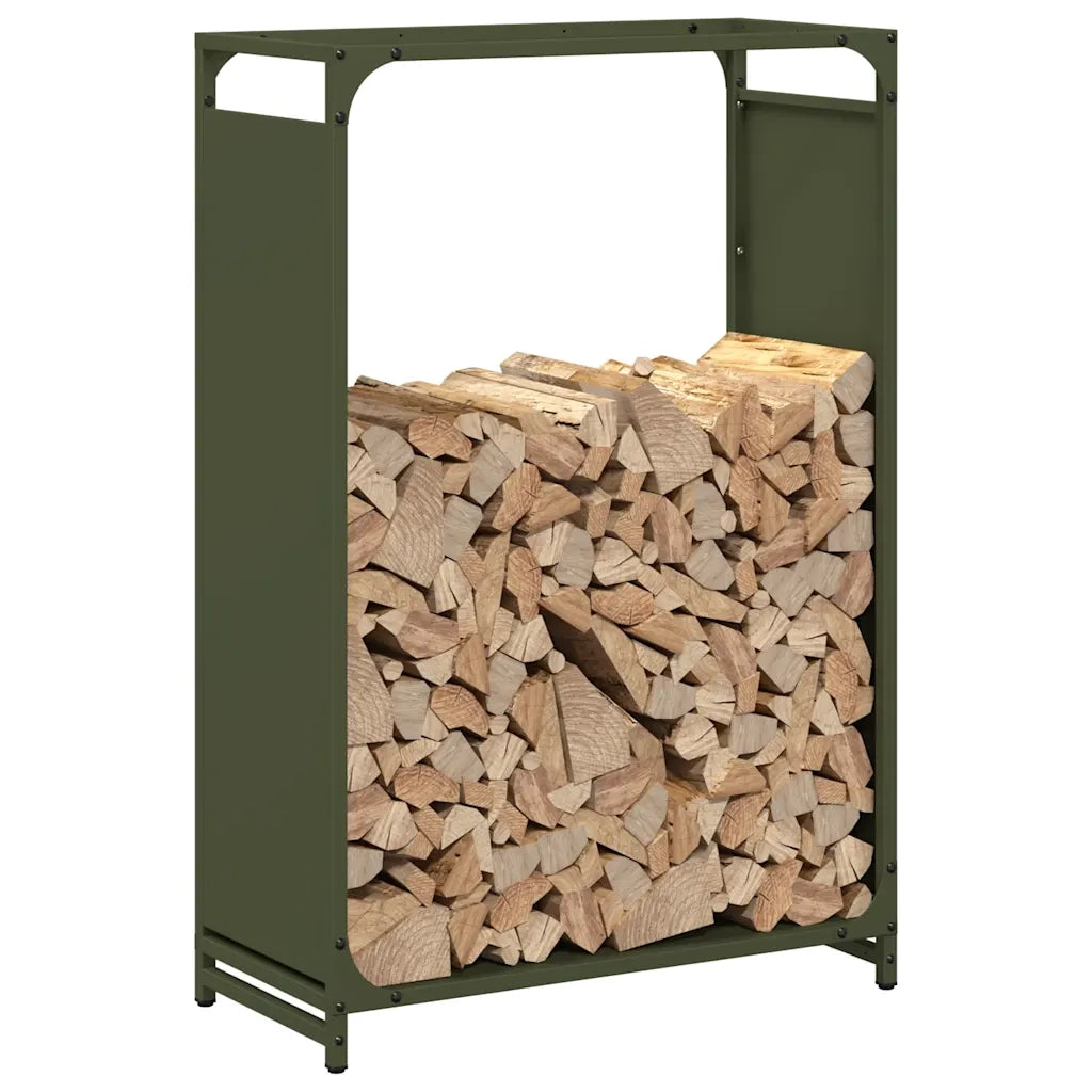Rastrelliera per Legna da Ardere Verde Oliva 60x28x90 cm 864214