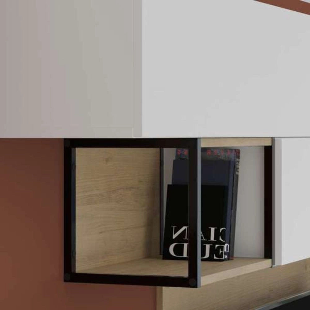 Parete attrezzata 260x40x33 cm bianco rovere