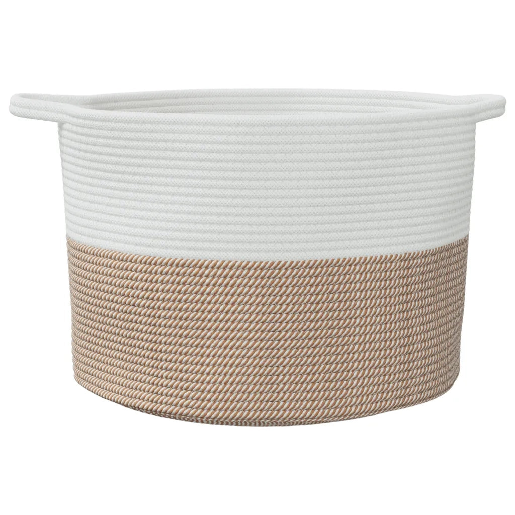 Cesto per Biancheria Marrone e Bianco Ø55x36 cm in Cotone 358472