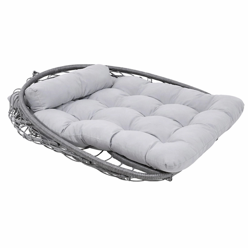 Poltrona Sospesa Da Giardino In Metallo Con Cuscino Imbottito Pieghevole Per Balcone E Terrazzo 105 x 105 x 198 Cm Grigio Chiaro