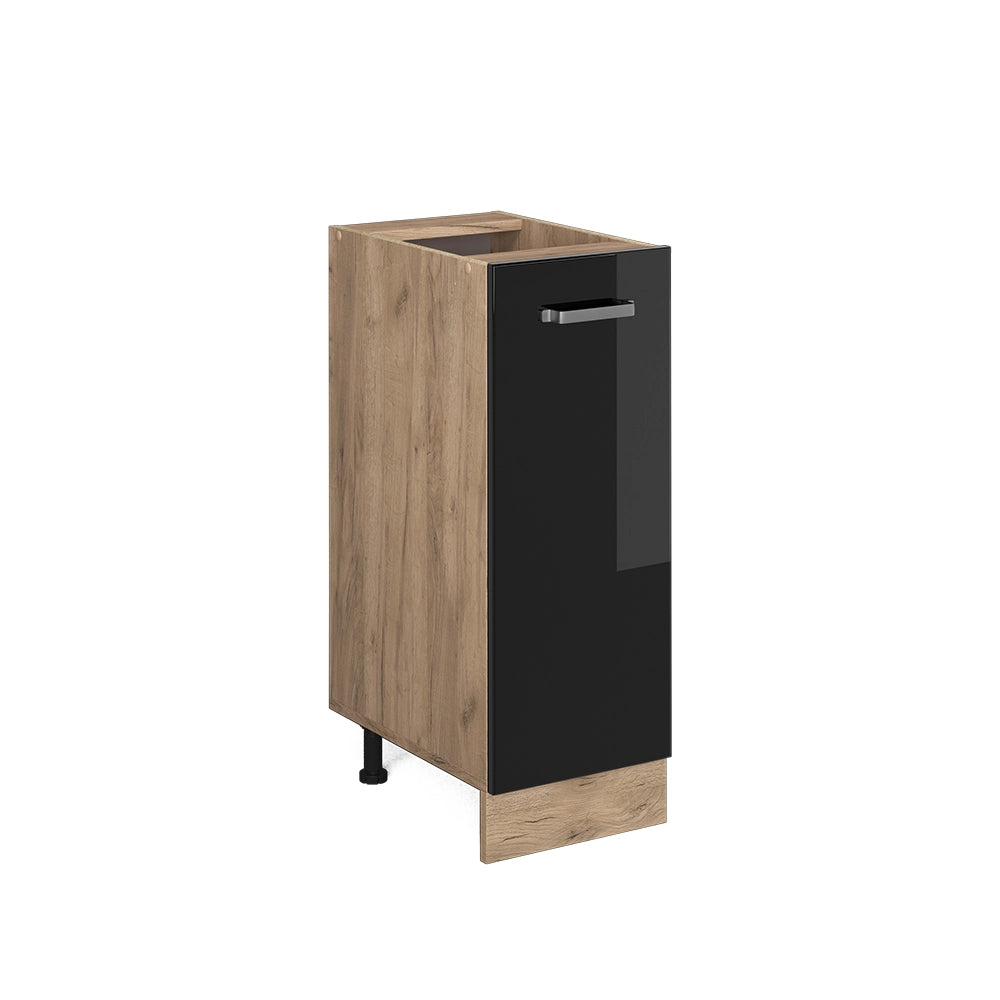 Armadio cucina dispensa alto R-Line Nero lucido/Rovere dorato 30 cm senza piano di lavoro Vicco